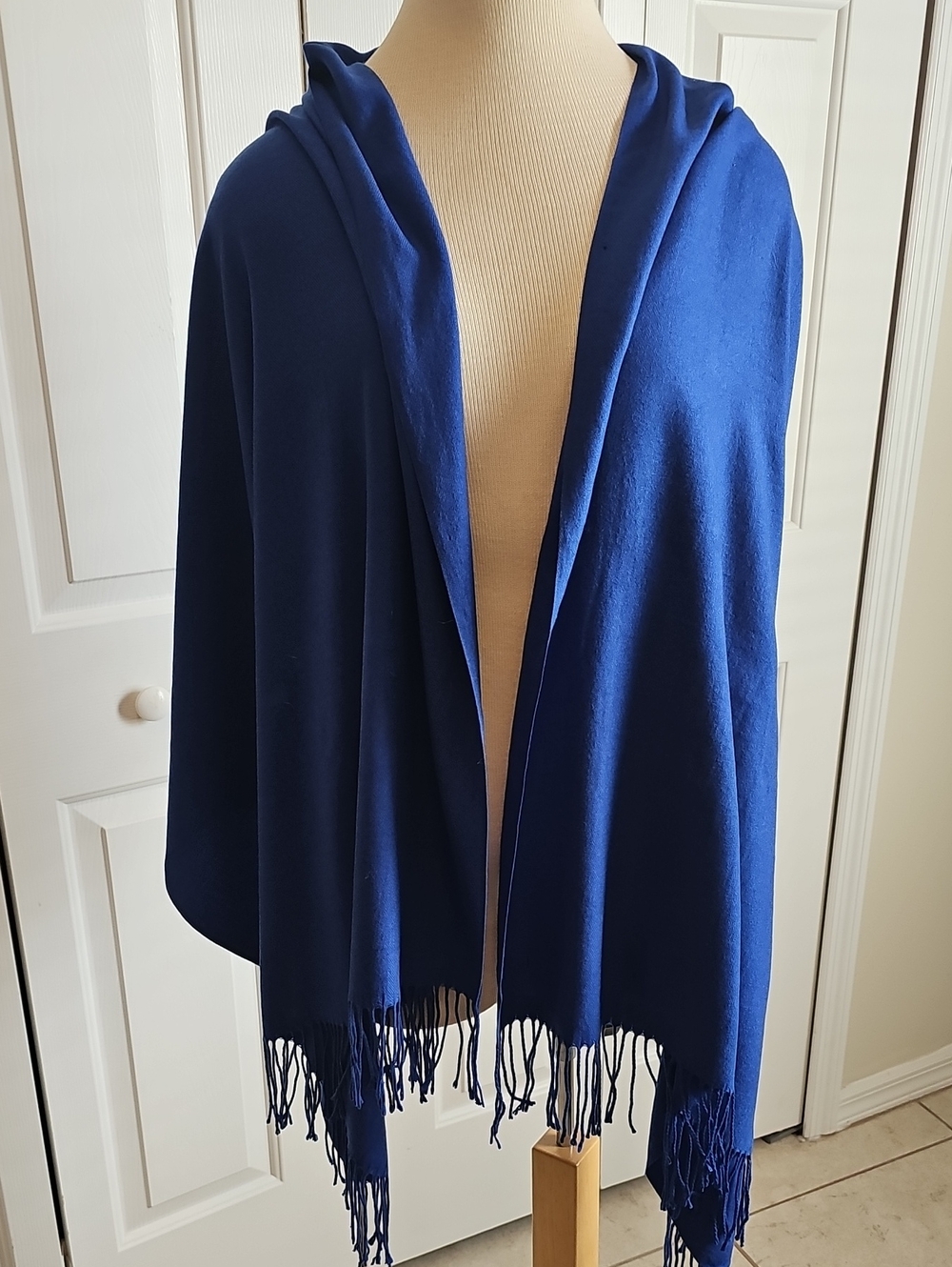 Women's Fringe Wrap Scarf - Royal Blue..no Tag 70" X 28"